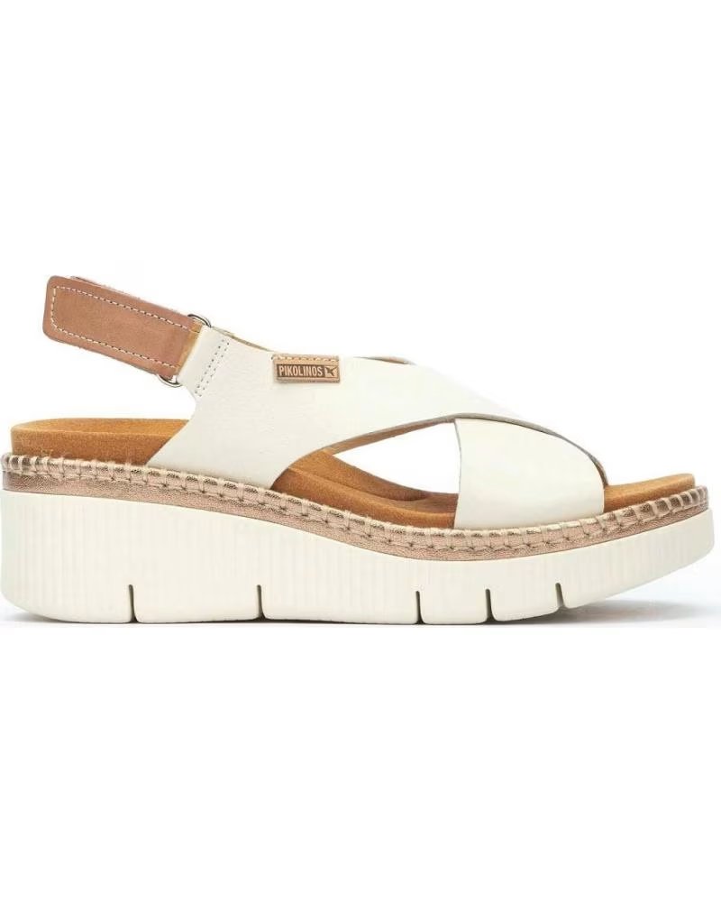PIKOLINOS SANDÁLIAS W0K-0606C1 EM PELE COM PLATAFORMA CREMA