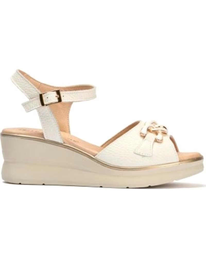PITILLOS SANDALIA DE CUÑA CON HEBILLA AJUSTABLE BEIGE