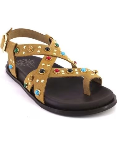 PORRONET SANDALE 3295 EN CUIR AVEC CLOUS CAMEL