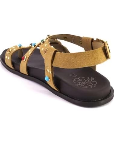 PORRONET SANDALE 3295 EN CUIR AVEC CLOUS CAMEL