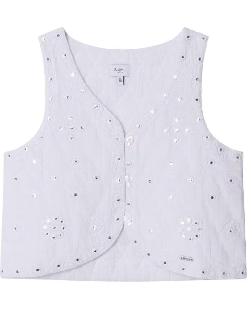 PEPE JEANS CHALECO PG4000024-808 EN ROSA PARA NINAS BLANCO