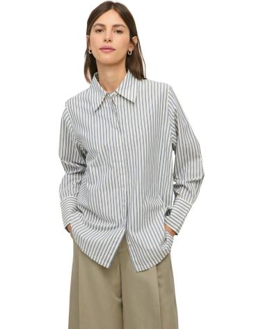 YERSE CAMISA DE RAYAS CON CUELLO CLÁSICO CRUDO