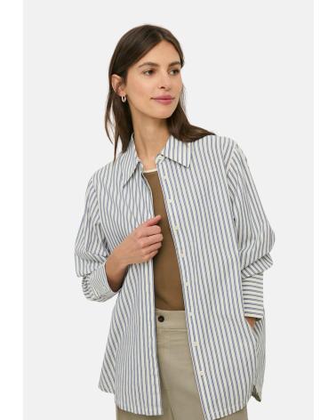 YERSE CAMISA DE RAYAS CON CUELLO CLÁSICO CRUDO