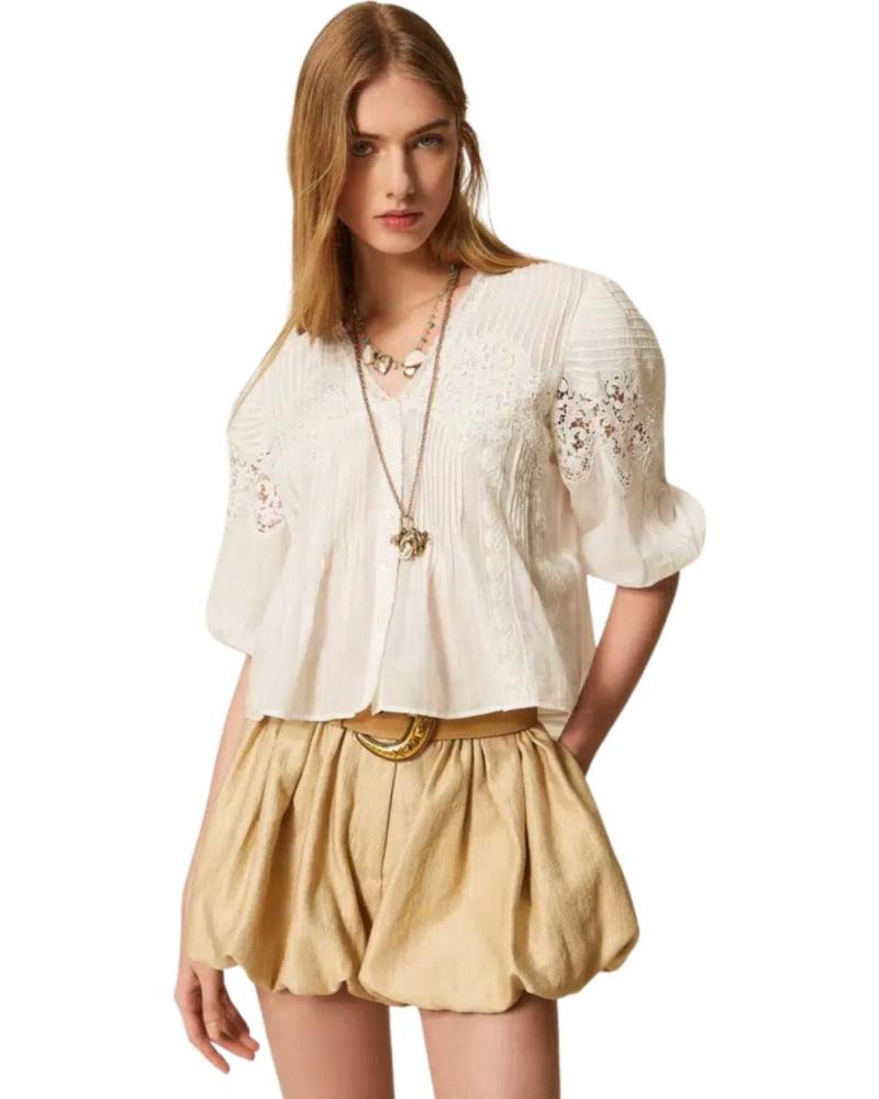 TWINSET BLUSA CALADA CON MANGAS ABULLONADAS BLANCO