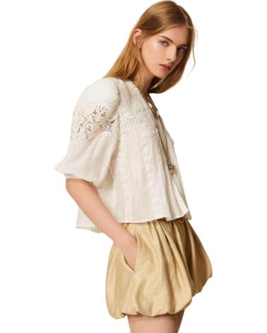 TWINSET BLUSA CALADA CON MANGAS ABULLONADAS BLANCO