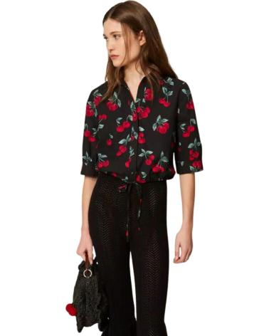 TWINSET CAMISA ESTAMPADA DE CEREZAS CON CIERRE FRONTAL MULTICOLOR