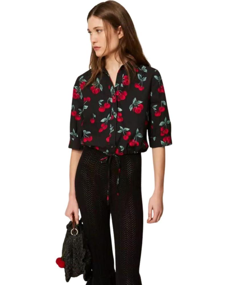 TWINSET CAMISA ESTAMPADA DE CEREZAS CON CIERRE FRONTAL MULTICOLOR