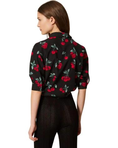 TWINSET CAMISA ESTAMPADA DE CEREZAS CON CIERRE FRONTAL MULTICOLOR