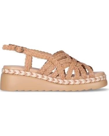 CHIKA10 SANDALO CON ZEPPA INTRECCIATA E CHIUSURA CON FIBBIA CUERO-TAN