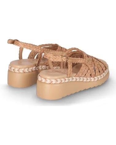 CHIKA10 SANDALO CON ZEPPA INTRECCIATA E CHIUSURA CON FIBBIA CUERO-TAN