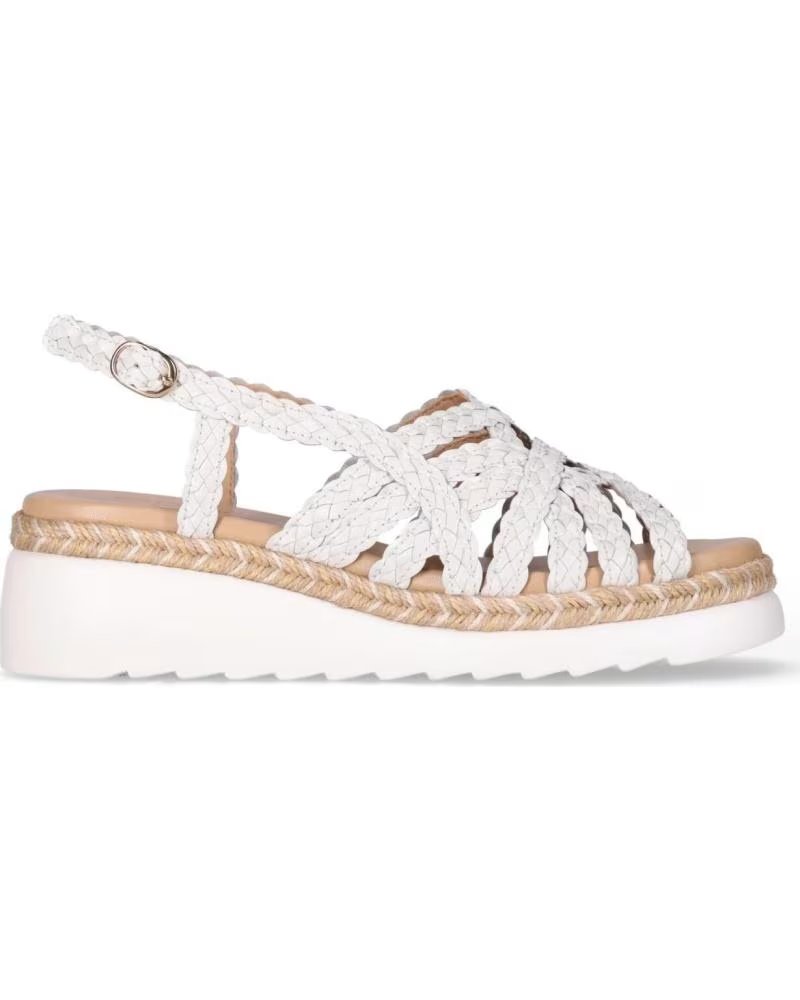 CHIKA10 SANDALO CON ZEPPA A FASCE INCROCIATE E CHIUSURA CON FIBBIA BLANCO-WHITE