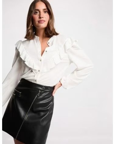 MORGAN FALDA JRIBEL NEGRA POLIPIEL CREMA NEGRO