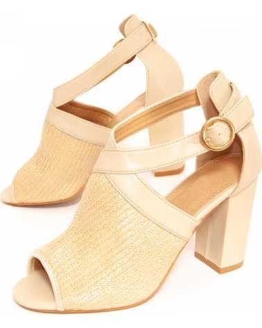 MONTEVITA MONTEVITA AVARA SANDALEN MIT BLOCKABSATZ UND SCHNALLENVERSCHLUSS BEIGE