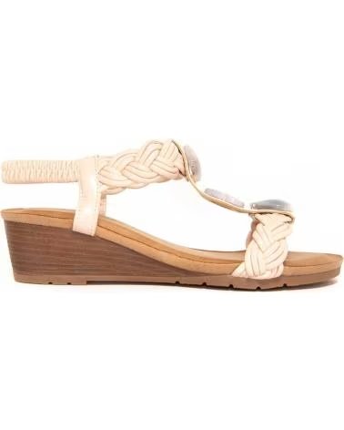 MONTEVITA SANDÁLIA CONFOLI COM CUNHA E DETALHES TRANÇADOS BEIGE