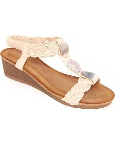 MONTEVITA SANDÁLIA CONFOLI COM CUNHA E DETALHES TRANÇADOS BEIGE