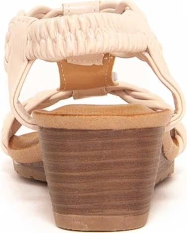 MONTEVITA SANDÁLIA CONFOLI COM CUNHA E DETALHES TRANÇADOS BEIGE