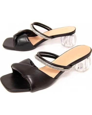 MONTEVITA SANDÁLIAS ROMERICO COM SALTO BLOCO TRANSPARENTE BLACK