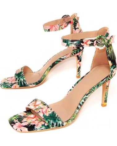 MONTEVITA SANDÁLIA DE SALTO COM ESTAMPA FLORAL E TIRA NO TORNOZELO MULTICOLORED