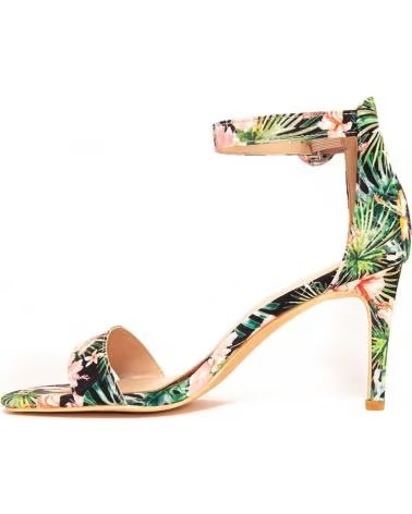 MONTEVITA HIGH-HEEL-SANDALE MIT BLUMENMUSTER UND KNÖCHELRIEMEN MULTICOLORED