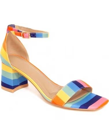 MONTEVITA SANDALIAS DE TACÓN BLOQUE CON DISEÑO A RAYAS MULTICOLOR MULTICOLORED