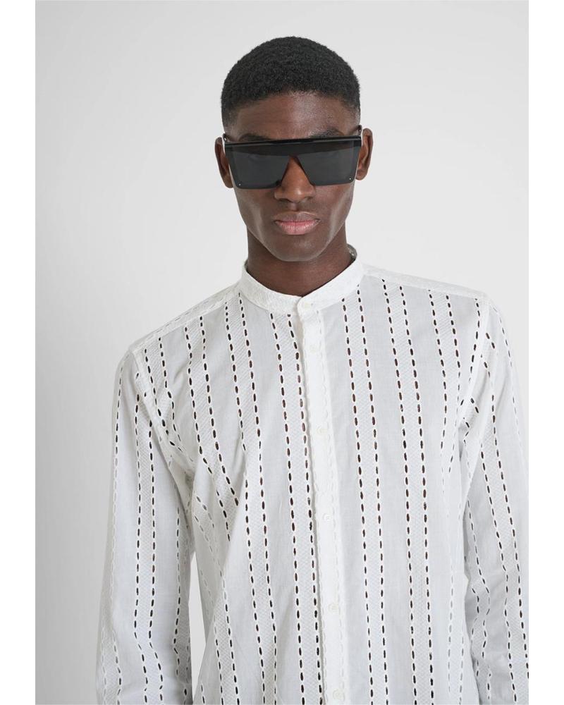 ANTONY MORATO CAMISA DE CROCHET CON CUELLO MAO BLANCO