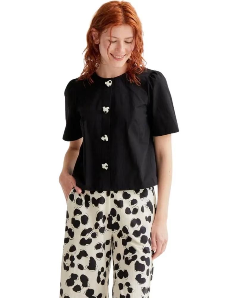 COMPAIA FANTASTICA TOP CON BOTONES JOYA NEGRO