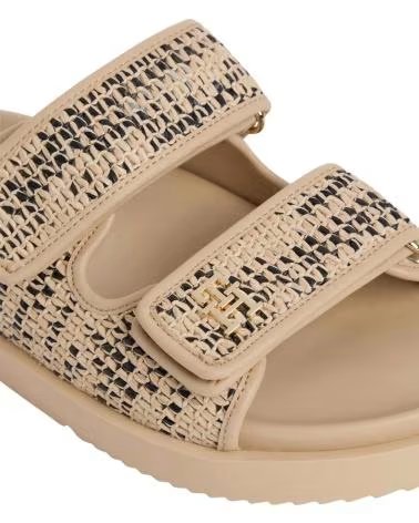 TOMMY HILFIGER SANDALEN MIT DOPPELRIEMEN AUS BAST BEIGE
