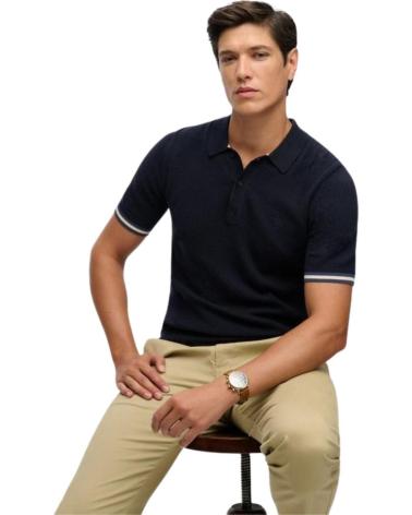 SUPERDRY POLO DE MANGA CORTA CON RIBETE EN CONTRASTE AZUL