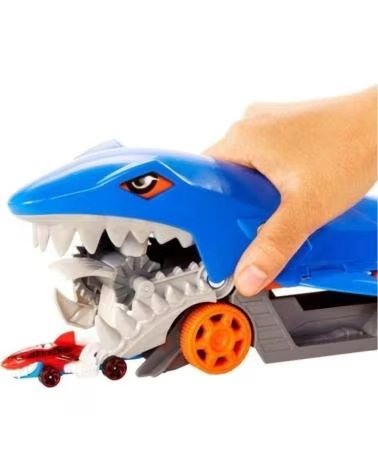 MATTEL GAMES HOT WHEELS SHARK CHOMP TRANSPORTER CON LANZADOR MULTICOLOR