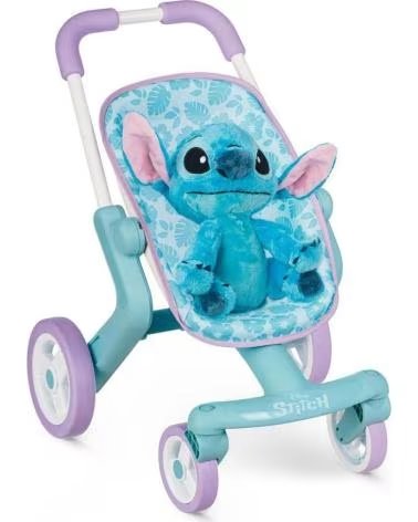 SMOBY COCHECITO DE PASEO PARA MUÑECAS SMOBY CON PELUCHE STITCH AZUL