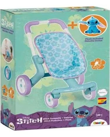 SMOBY COCHECITO DE PASEO PARA MUÑECAS SMOBY CON PELUCHE STITCH AZUL