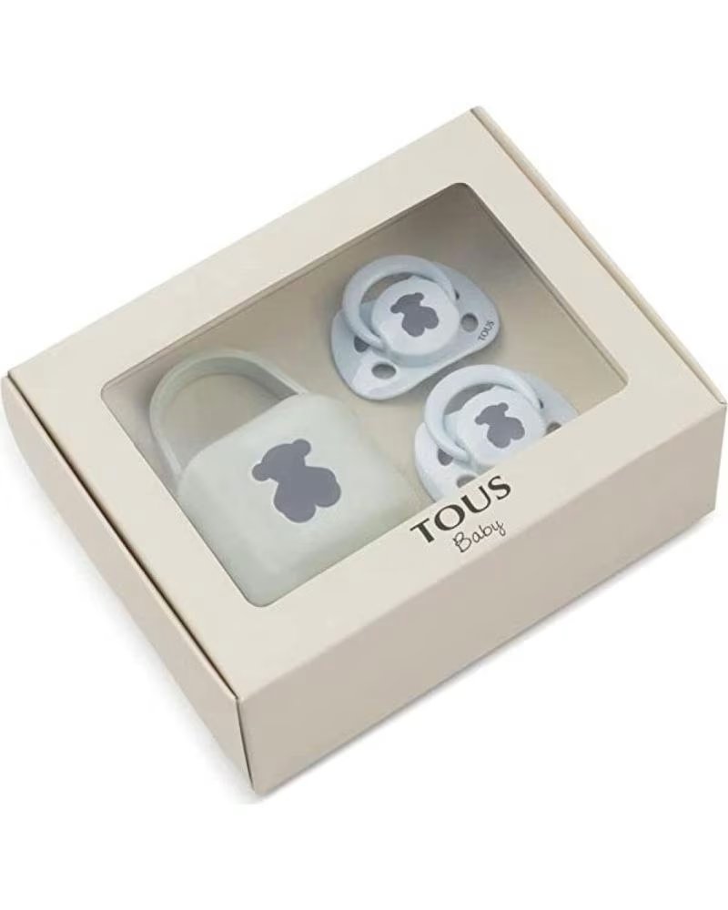 TOUS SET DE CHUPETES Y PORTACHUPETES BABY AZUL