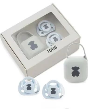 TOUS SET DE CHUPETES Y PORTACHUPETES BABY AZUL