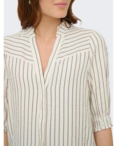 ONLY CAMISA SUSANNA RAYADA CON CUELLO EN V BEIGE