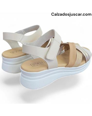 PITILLOS SANDALIAS PLANAS CON TIRAS CRUZADAS Y CIERRE DE VELCRO BEIG
