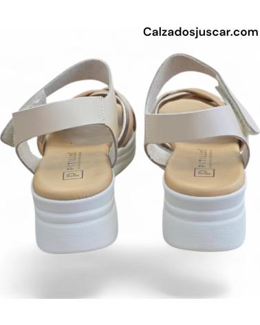 PITILLOS SANDALIAS PLANAS CON TIRAS CRUZADAS Y CIERRE DE VELCRO BEIG