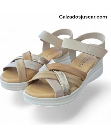 PITILLOS SANDALIAS PLANAS CON TIRAS CRUZADAS Y CIERRE DE VELCRO BEIG