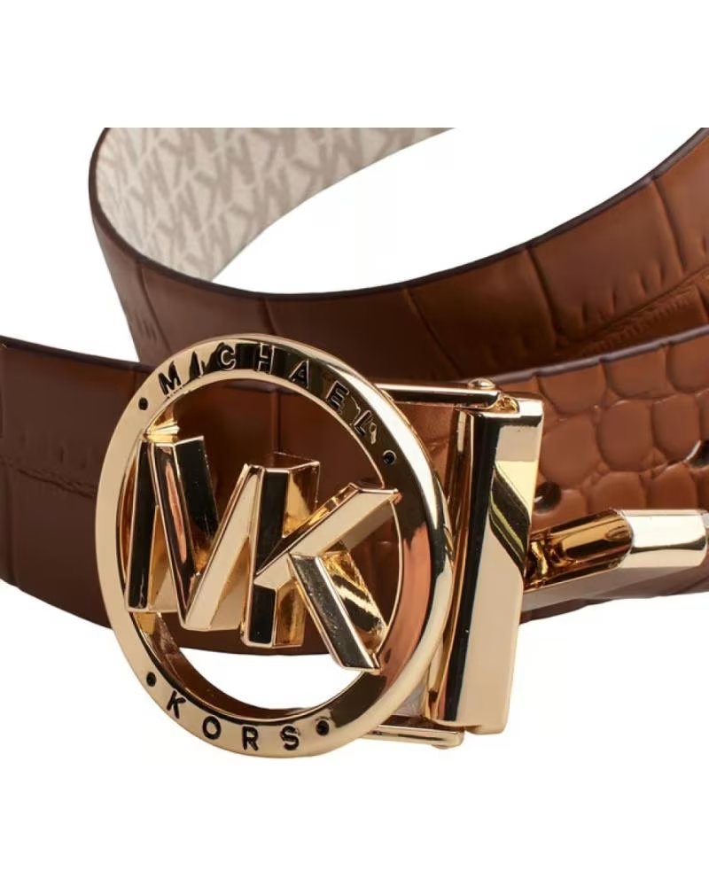 MICHAEL KORS CINTURA REVERSIBILE CON FIBBIA CIRCOLARE LOGO LUGGAGE