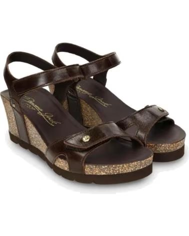 PANAMA JACK SANDALIAS DE CUÑA JULIA EN PIEL NAPA MARRON