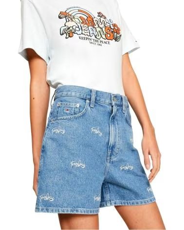 TOMMY JEANS SHORT EN JEAN AVEC LOGO IMPRIMÉ AZUL
