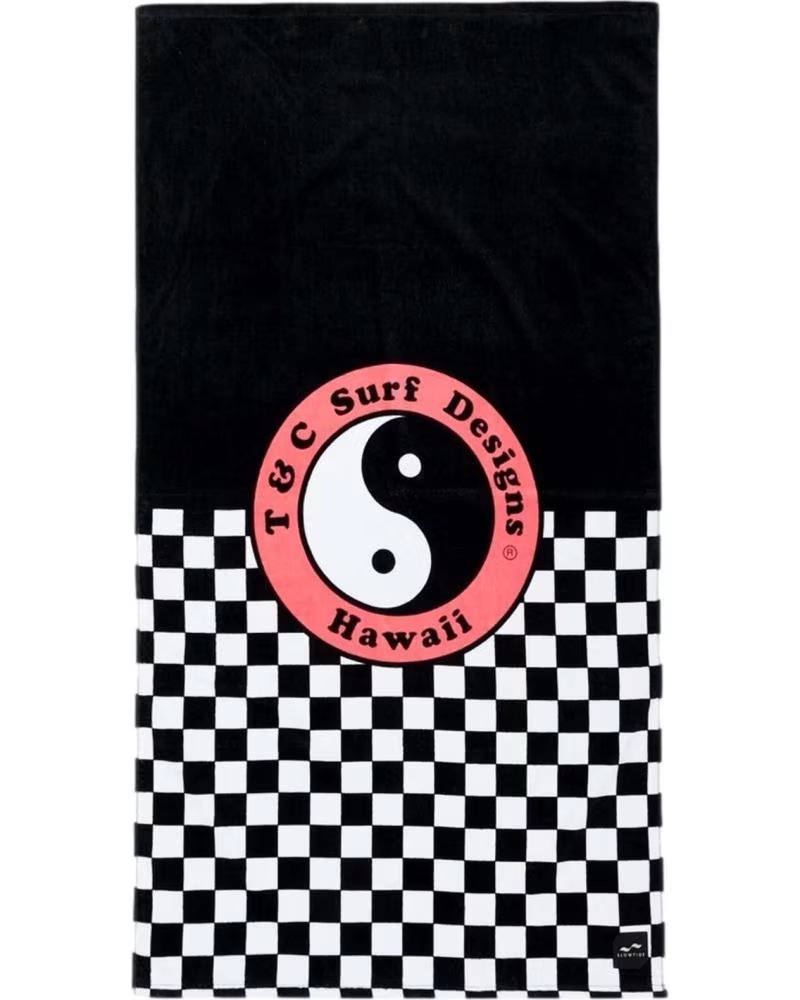 SLOWTIDE TOALLA DE PLAYA T&C SURF DESIGNS HAWAII ESTAMPADO DAMERO NEGRO