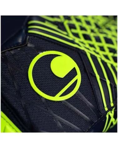 UHLSPORT 101133501 GOALKEEPER GLOVES, ERGONOMIC DESIGN NAVY BLUE AND YELLOW AZUL MARINO-BLANCO-AMARIL
