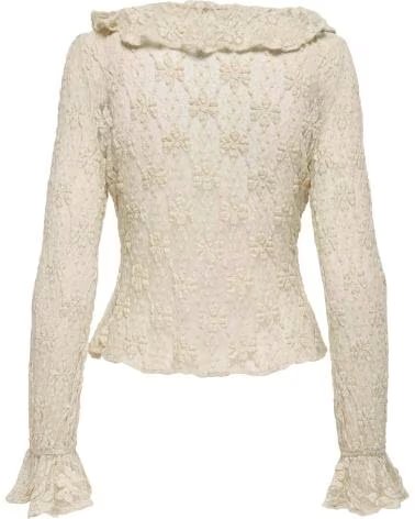 ONLY CAMISA PEARLINA CON VOLANTES BEIG CLARO