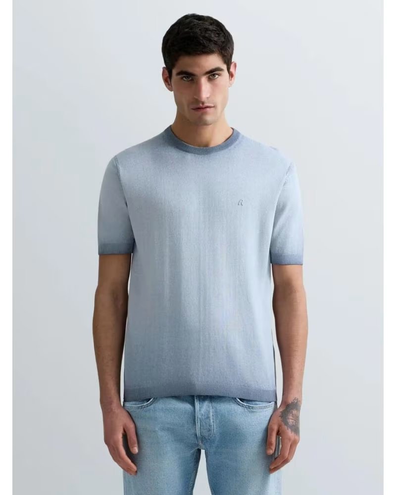 REPLAY MAGLIA IN MAGLIA LEGGERA UK4718 CELESTE