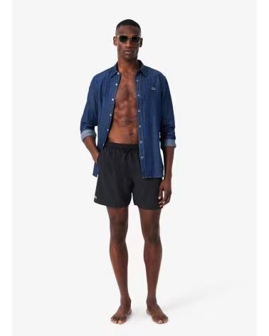 LACOSTE BANADOR SHORTS DE BAIN MI-LONGS HOMME ADULTE CHAINE ET TRAME EN NEGRO PARA HOMBRE NOIR-VERT