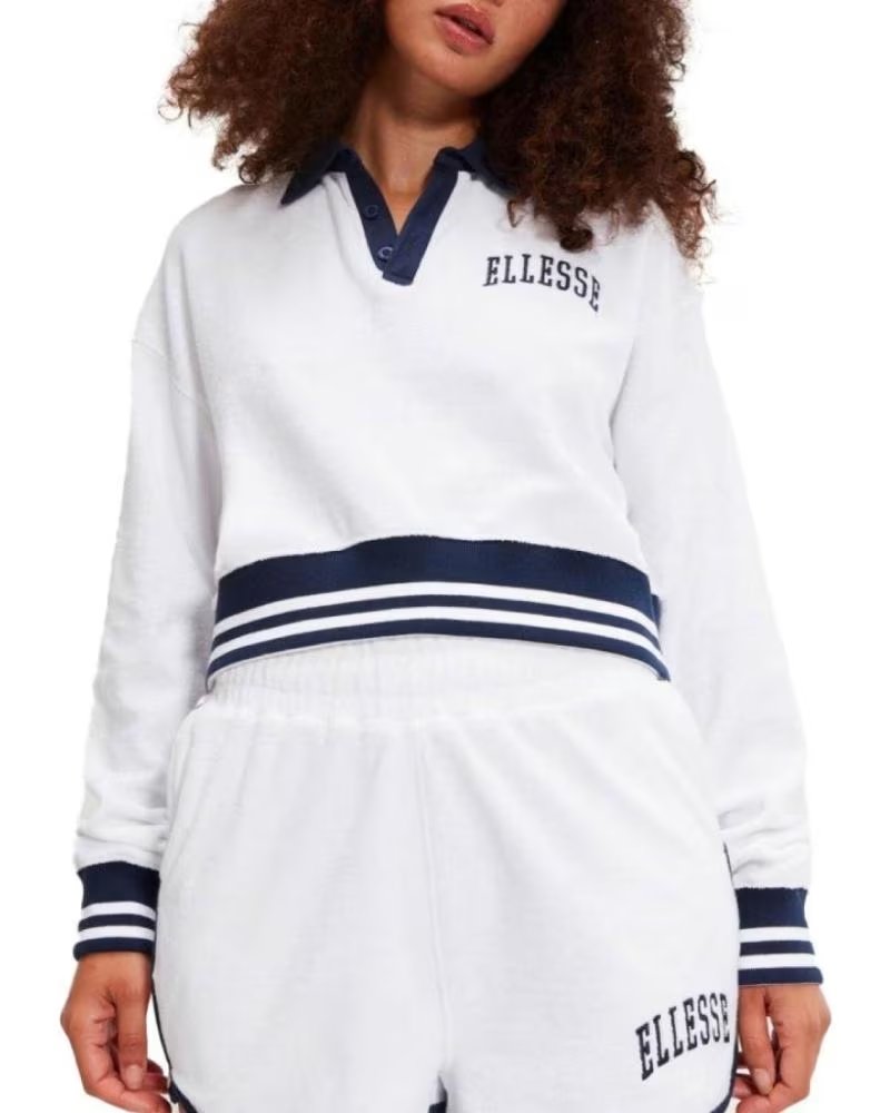 ELLESSE SWEATSHIRT DE MANGA COMPRIDA CROCETTA COM GOLA POLO MODELO 153308 BRANCO WHITE
