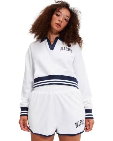 ELLESSE SWEATSHIRT DE MANGA COMPRIDA CROCETTA COM GOLA POLO MODELO 153308 BRANCO WHITE