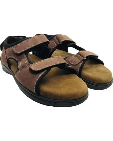 BAERCHI ULTRALIGHT LEATHER SANDALS WITH VELCRO ADJUSTMENT 9402 MARRON