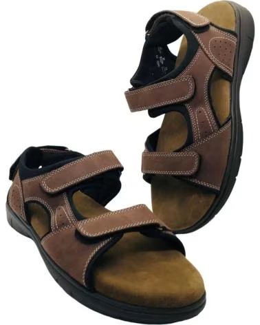 BAERCHI ULTRALIGHT LEATHER SANDALS WITH VELCRO ADJUSTMENT 9402 MARRON