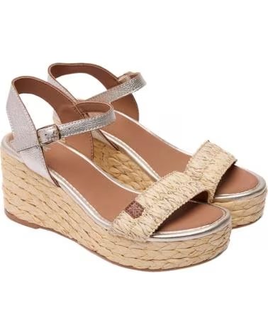 POPA SANDALO CON ZEPPA SAKARUM IN RAFIA CON CHIUSURA A FIBBIA COLOR CHAMPAGNE CHAMPAN